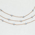 Women'S Sweet Style Blue Flower Brass Necklace with Zircon Treatment and Regular Chain
