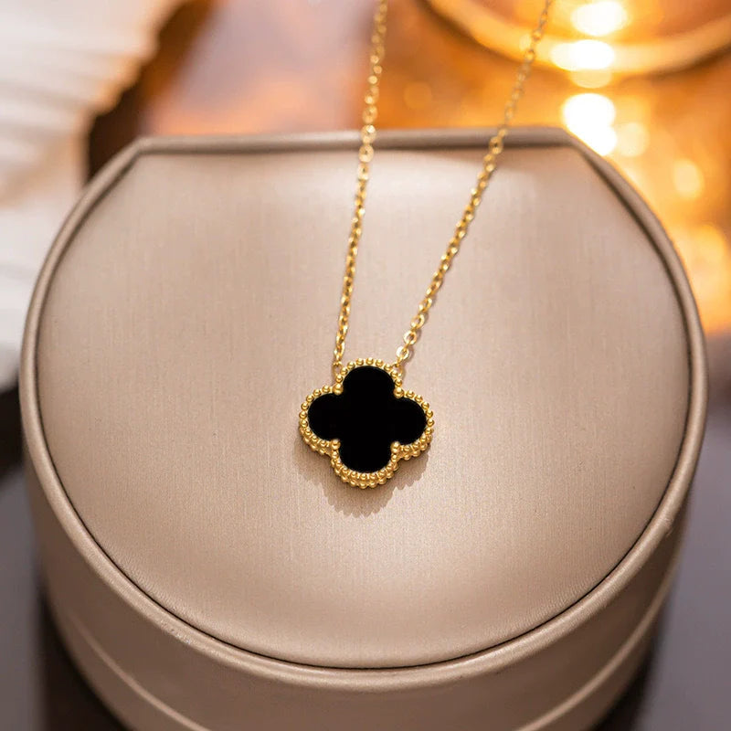 Luxe Red Clover Medallion Necklace